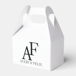 Caixinha De Lembrancinhas Monograma de Casamento Preto e Branco Convidado El