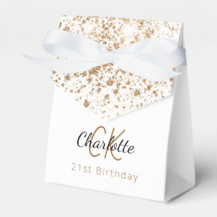 Caixinha De Lembrancinhas Monograma de ouro branco-festa de aniversário