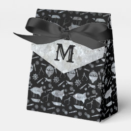 Caixinha De Lembrancinhas Monograma dos dirigíveis de zinco prata a vapor