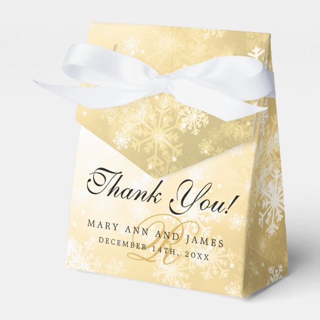 Caixinha De Lembrancinhas Monograma Dourado de Casamento Elegante (Frente)