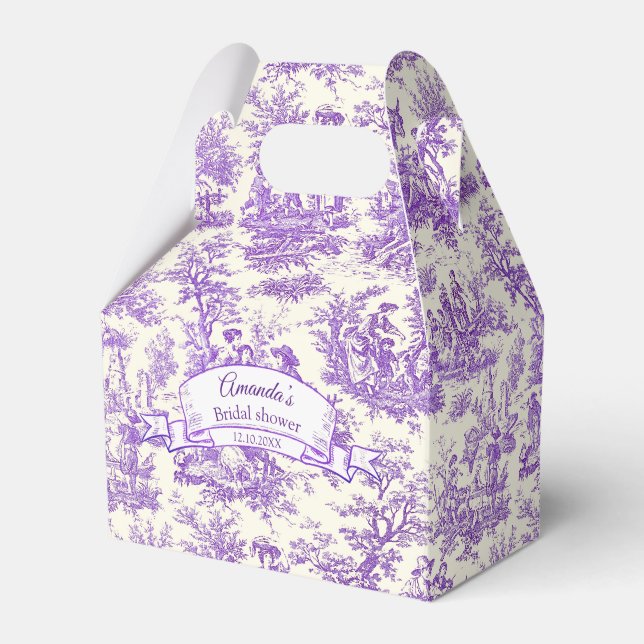 Caixinha De Lembrancinhas Monograma elegante, toile de jouy, roxo (Frente)