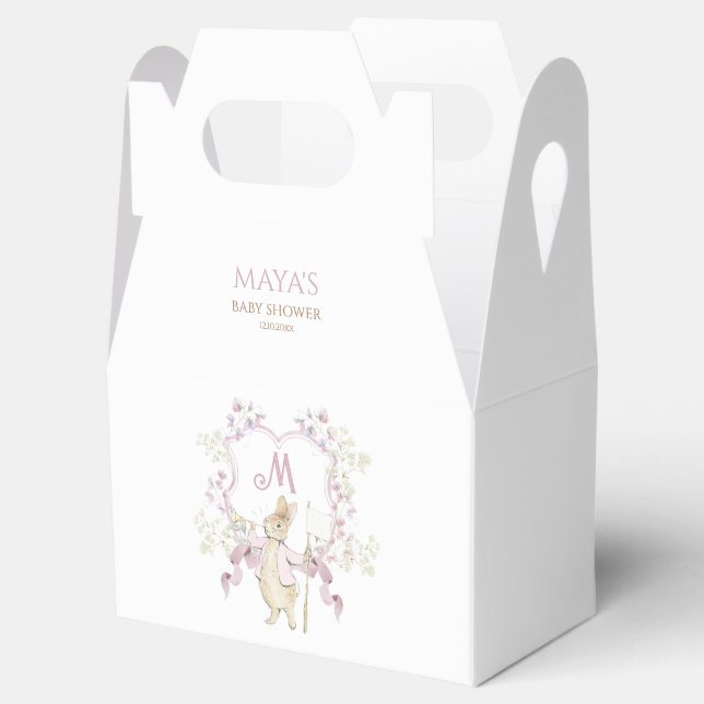 Caixinha De Lembrancinhas Monograma Floral Rosa Peter Chá de fraldas de Coel (Aberto)