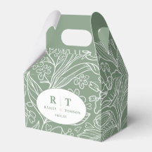 Monograma Floral Verde Moderno Obrigado Casamento