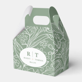 Caixinha De Lembrancinhas Monograma Floral Verde Moderno Obrigado Casamento