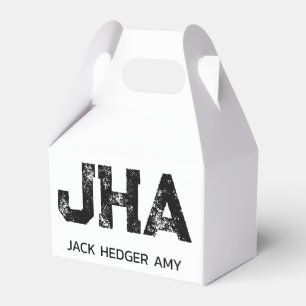CAIXINHA DE LEMBRANCINHAS MONOGRAMA MINIMALISTA PRETO DE TRÊS LETRAS NOME BR