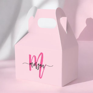 Caixinha De Lembrancinhas Monograma Na moda Moderno Rosa Quente