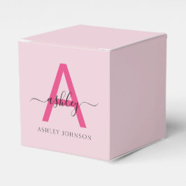 Caixinha De Lembrancinhas Monograma Na moda Moderno Rosa Quente