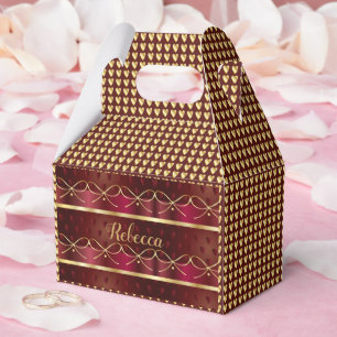 Caixinha De Lembrancinhas Monograma Vintage Burgundy Cor Luxo Decoração Dour