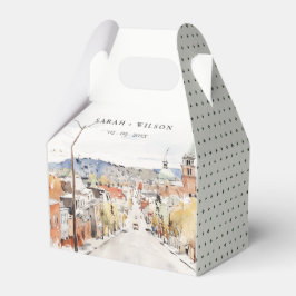 Caixinha De Lembrancinhas Montpelier City Scape Vermont Watercolor Casamento