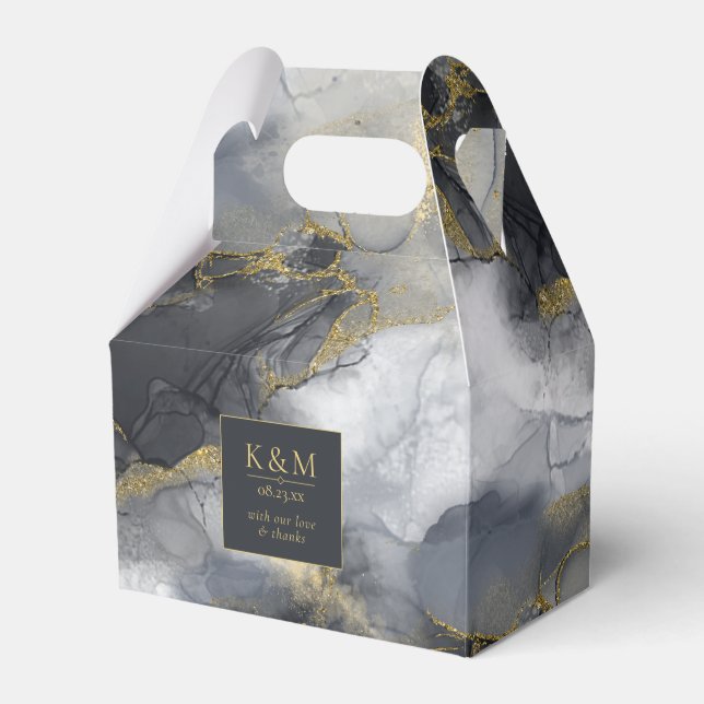 Caixinha De Lembrancinhas Moody Ink Charmalho Dourado Abstrato ID988 (Frente)