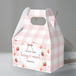 Caixinha De Lembrancinhas Morangango Xadrez Rosa Vermelho Obrigado Muito Mes