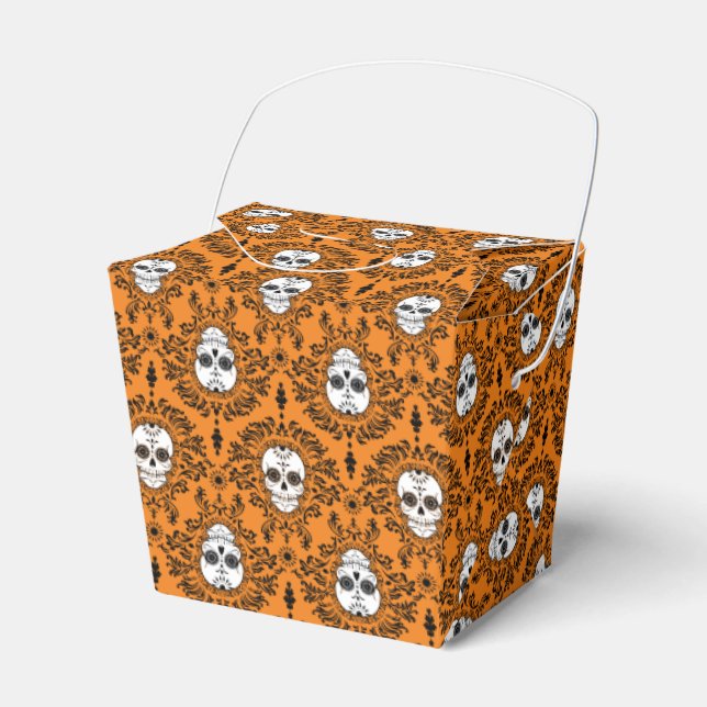 Caixinha De Lembrancinhas Morto Damask - Chic Sugar Skull Takeout Boxes (Frente)