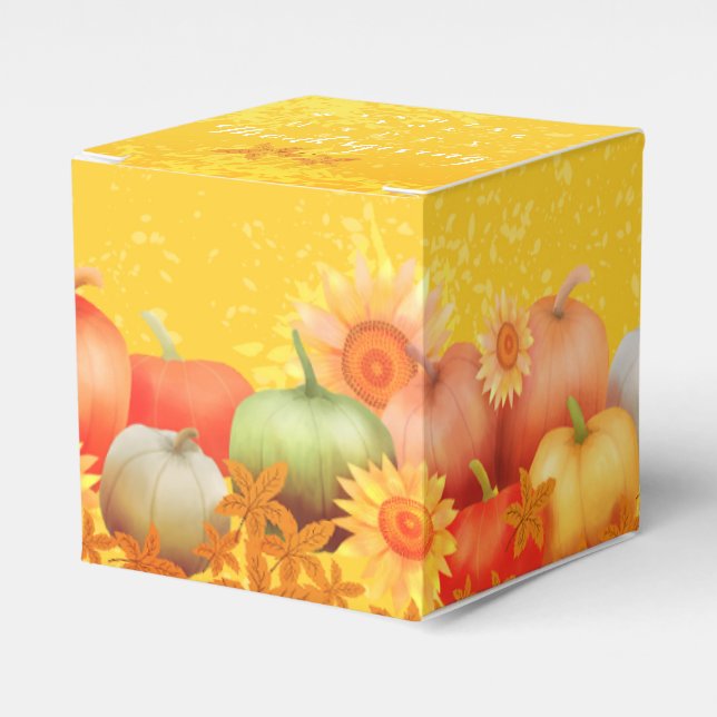 Caixinha De Lembrancinhas Mostarda de Ação de Graças de Outono (Frente)