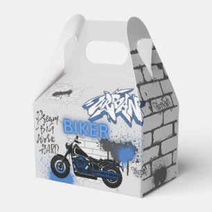 Caixinha De Lembrancinhas Motociclo e grafite azul Biker
