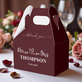 Caixinha De Lembrancinhas Mr and Mrs Elegant Simple | Deep Burgundy
