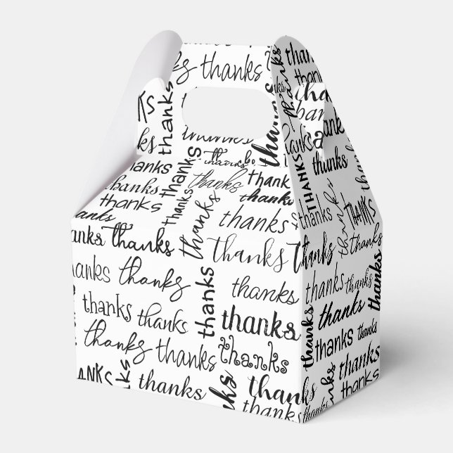 Caixinha De Lembrancinhas Muitos Obrigados Texto Preto em Branco (Frente)