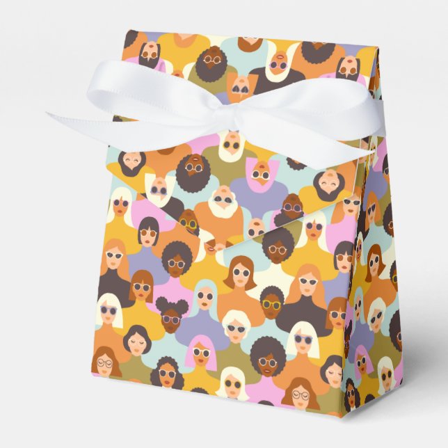 Caixinha De Lembrancinhas Mulheres Retro do Padrão Mundial (Frente)