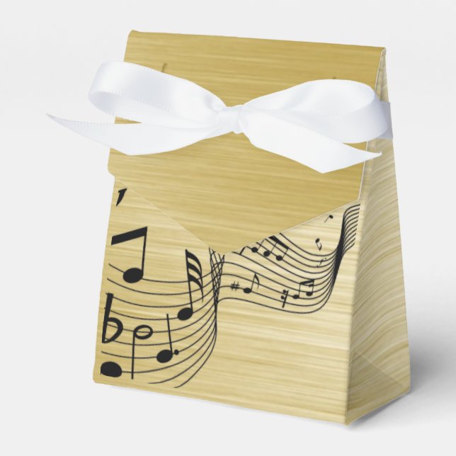 Caixinha De Lembrancinhas Music Notes Brushed Gold  (Frente)