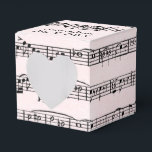 Caixinha De Lembrancinhas Música De Folha De Casamento A Rosa Esbranquiçada<br><div class="desc">Composição musical em fundo cor-de-rosa para o casamento</div>