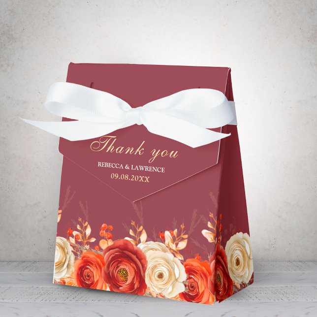 Caixinha De Lembrancinhas Na moda de outono terracotta flores marrons casame (Criador carregado)