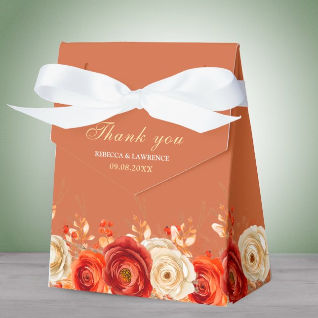 Caixinha De Lembrancinhas Na moda de outono terracotta laranja flores casame (Criador carregado)