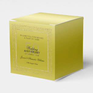 Caixinha De Lembrancinhas Na moda Dourado Confetti 50ª Casamento Obrigado