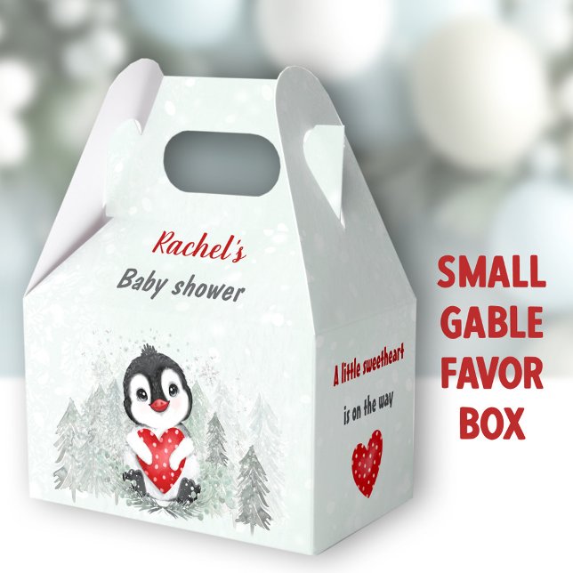 Caixinha De Lembrancinhas Namorados de inverno Chá de fraldas de pinguim (Penguin Boy Small Gable Favor Boxes - You can choose from 3 sizes of these gable favor boxes )