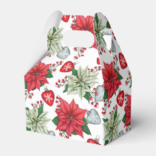 Caixinha De Lembrancinhas Natais vintages Flores e ornamentos de Poinsettia