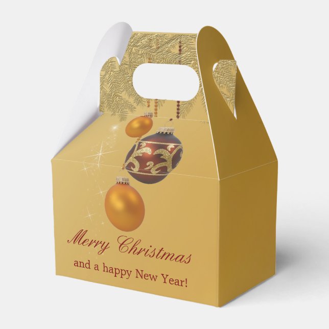 Caixinha De Lembrancinhas Natal Dourado Elegante (Frente)