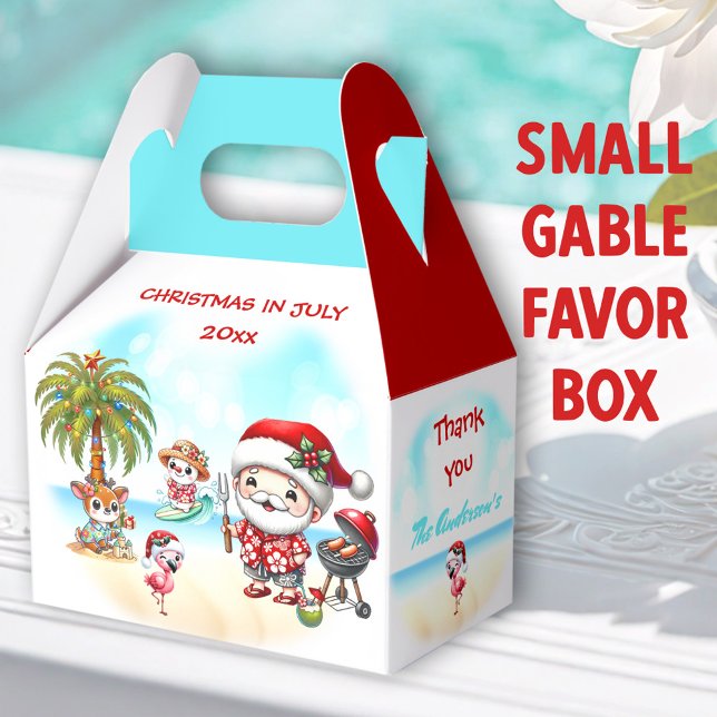 Caixinha De Lembrancinhas Natal Em Julho Papais noeis Bonitos Gable Verão Tr (Beach Santa Small Gable Favor Boxes- You can choose from 3 sizes of these gable favor boxes)