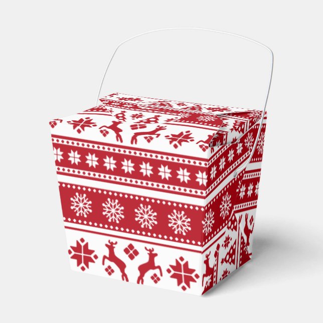 Caixinha De Lembrancinhas Natal Feriado Padrão Nórdico Cozy (Frente)