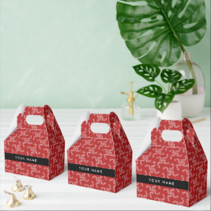 Caixinha De Lembrancinhas Natal Garland, Red, Seu nome, Personalize