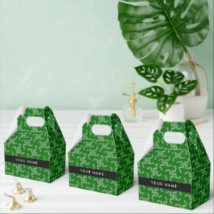 Caixinha De Lembrancinhas Natal Garland, Verde, Seu nome, Personalize
