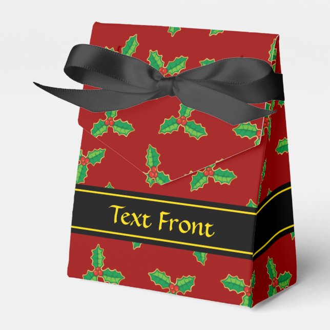 Caixinha De Lembrancinhas Natal Holly Pattern (Frente)