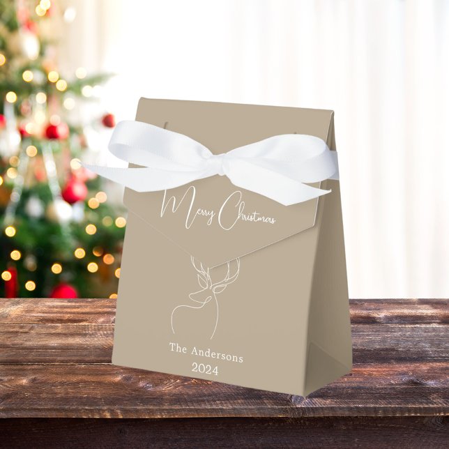 Caixinha De Lembrancinhas Natal moderno para renas abstrato brancas beges (Criador carregado)