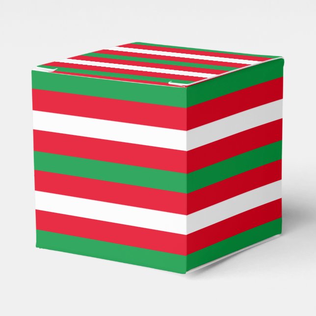 Caixinha De Lembrancinhas Natal Red Green White Stripes feriados (Frente)