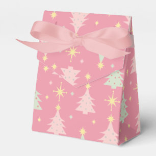 Caixinha De Lembrancinhas Natal retrô rosa e verde dos anos 50