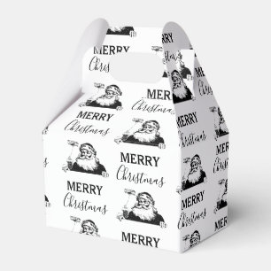 Caixinha De Lembrancinhas Natal Vintage Black White Papai Noel