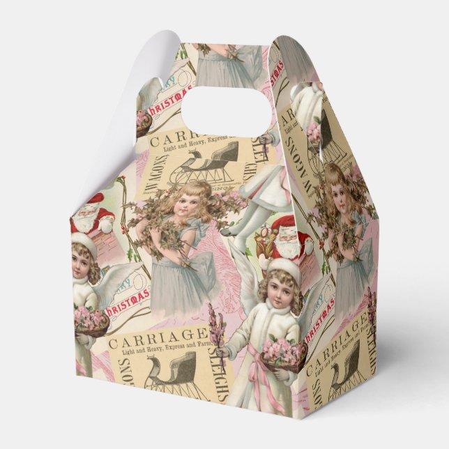 Caixinha De Lembrancinhas Natal Vitoriano Pink Pastel (Frente)
