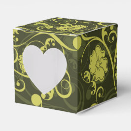 Caixinha De Lembrancinhas Natureza Negra e Verde Padrão Floral Ilustrado