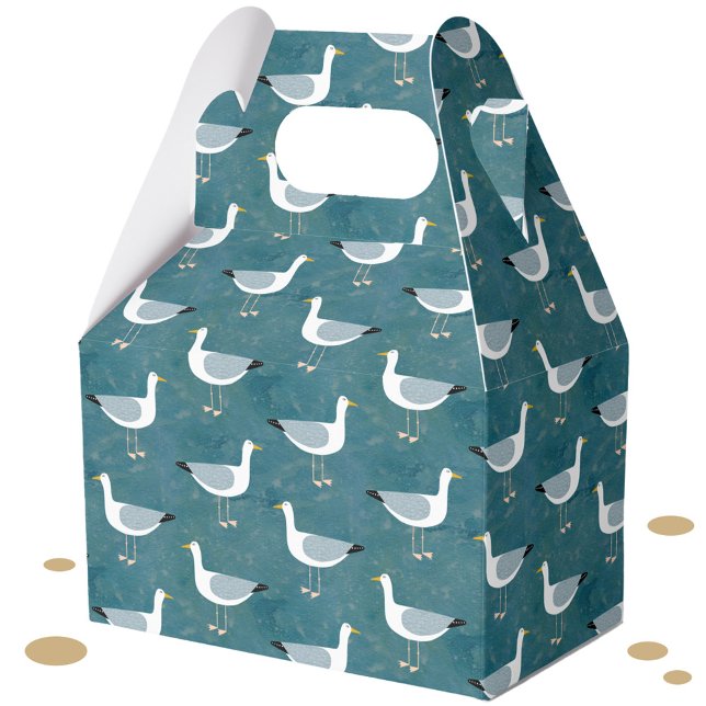 Caixinha De Lembrancinhas Náutica de gaivotas (Seagull nautical coastal bird fun  gift party favor box)