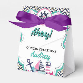 Caixinha De Lembrancinhas Nautical Ahoy Baby Shower 3"w x 1.5"l x 3.25"h