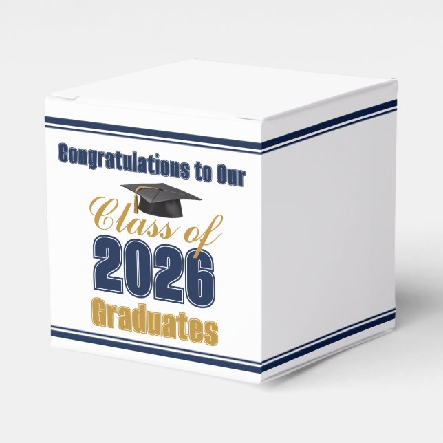 Caixinha De Lembrancinhas Navy Blue Class of 2026 Graduation Party Small (Frente)