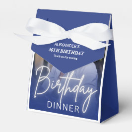 Caixinha De Lembrancinhas Navy Blue Gradient Photo Dinner Birthday