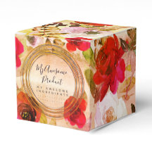 Negócios de produtos com marca floral amarela verm