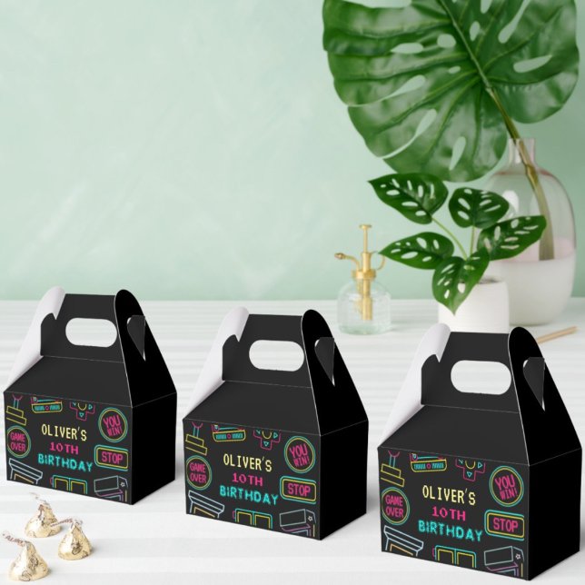 Caixinha De Lembrancinhas Neon Any Year videos games arcade aniversário (Criador carregado)