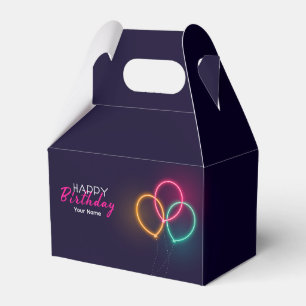 Caixinha De Lembrancinhas Neon Birthday - Qualquer Nome