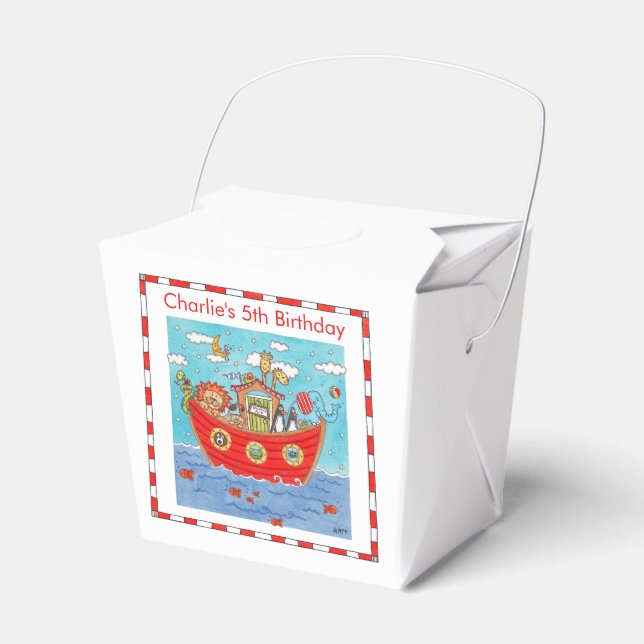 Caixinha De Lembrancinhas Noah's Ark Birthday personalizado (Frente)