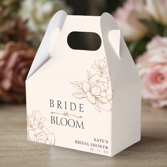Caixinha De Lembrancinhas Noiva em Flor Tânia Marrom Chá de Panela (Bride in Bloom Tan Brown Bridal Shower Favor Boxes
)