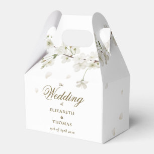 Caixinha De Lembrancinhas Noiva Floral Branca Blossom Dourado Casamento